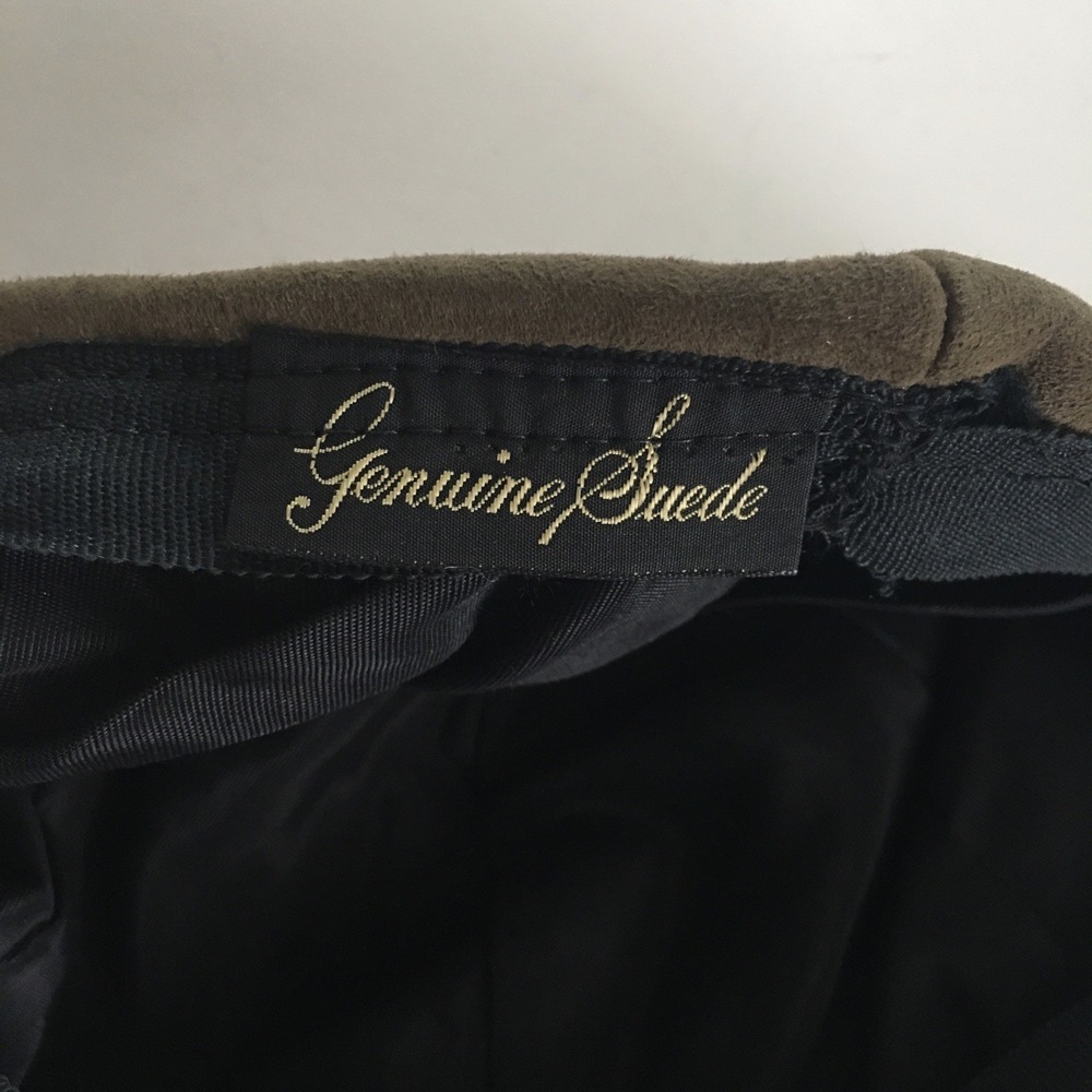 Genuine Suede Newsboy Cap Hat Unisex Tan Baker Boy Cabbie 70s Biker Moto Newsie - Picture 7 of 12